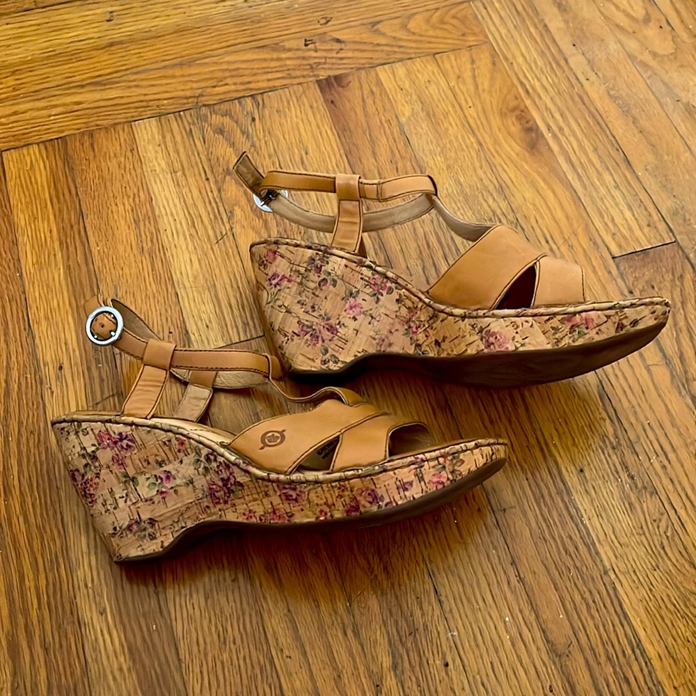 BORN tan wedge sandals size 11